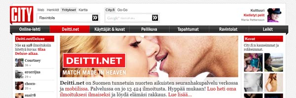 Deitti.net (City.fi) sinkkutreffien etusivu