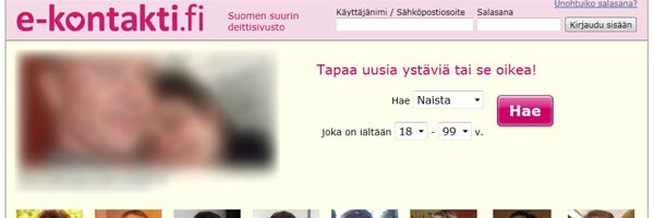 Ekontakti seuranhakupalsta nettisivu