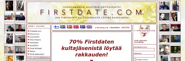 Firstdate seuranhakupalvelun nettisivu