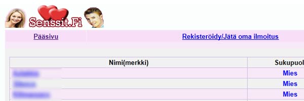 Senssit.fi treffipalstan etusivu